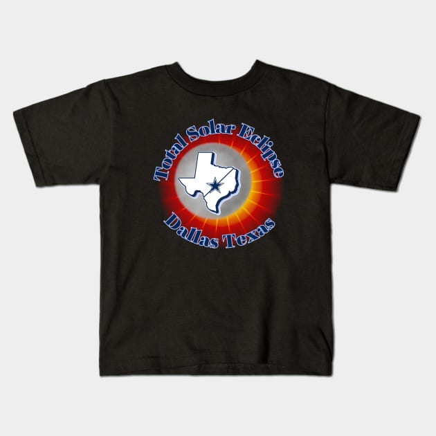 Dallas Total Solar Eclipse Kids T-Shirt by Total Solar Eclipse